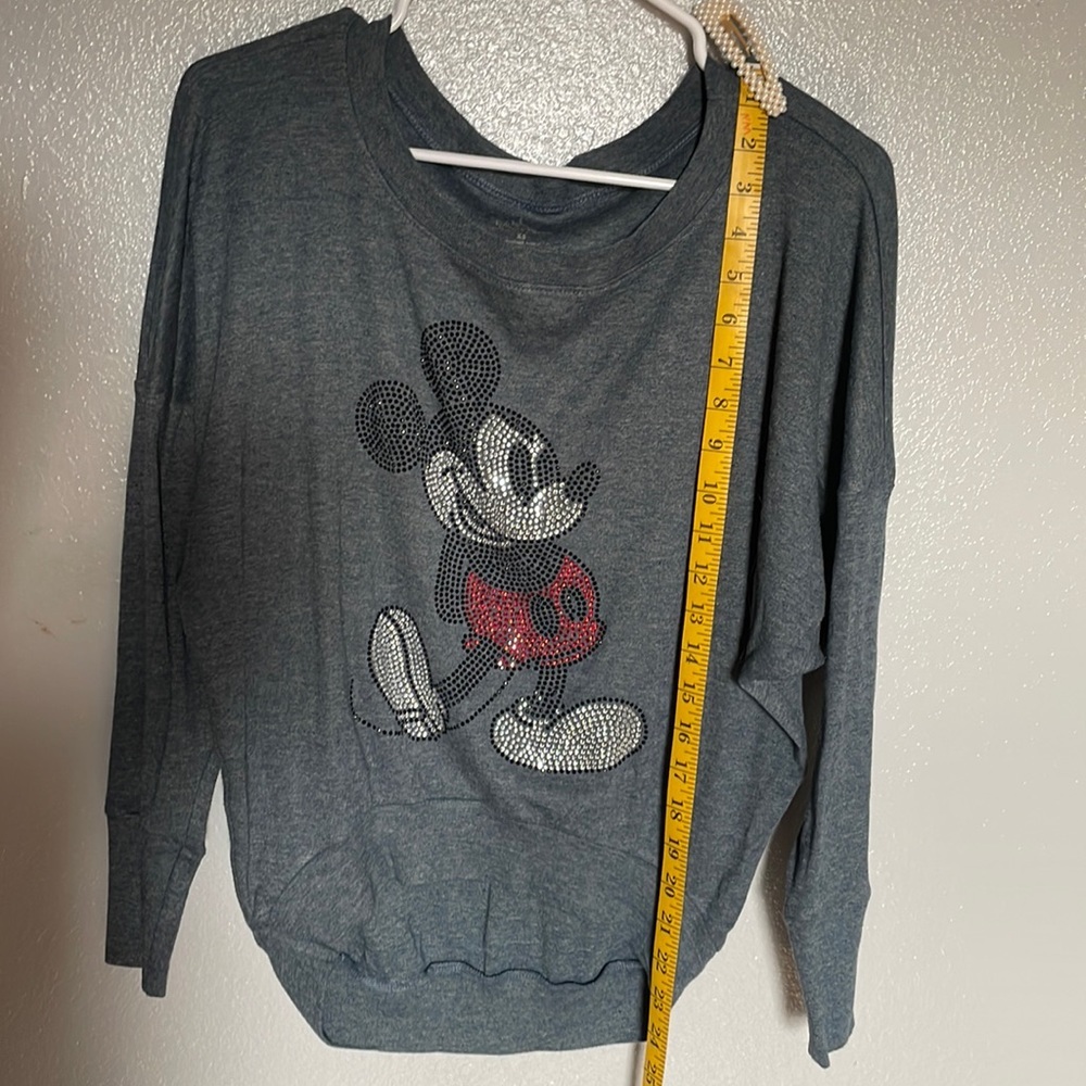 Disney Parks Oversized Cropped long‎ sleeve with Rhinestone Mickey Mouse